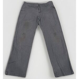 Columbia Men's Gray Canvas Cotton Casual Pants 34W 32L Straight Leg Button